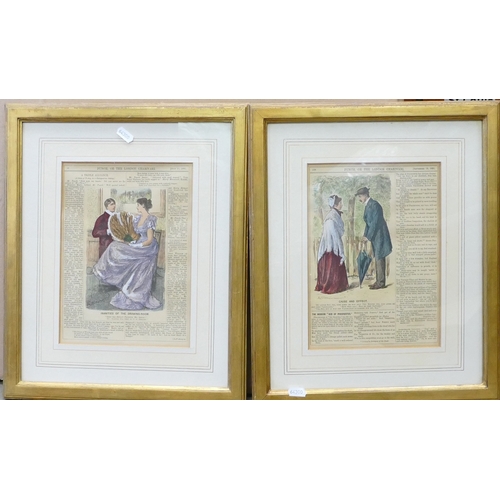 665 - A Pair of Late Victorian Framed Punch Magazine Illustrated Pages. Framed behind glass. Size incl. fr... 