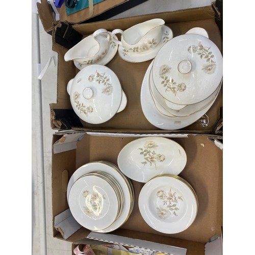 137 - A collection of Royal Doulton Yorkshire Rose tableware- 2 trays