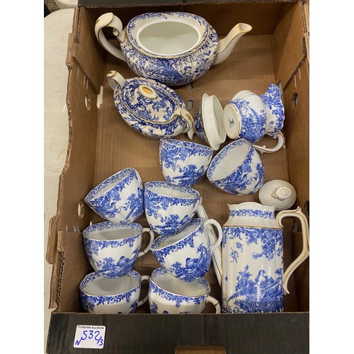 533 - Royal Crown Derby, Blue Aves Design Teaware including 12 Teacups and Saucers, Teapot, Milk Jug, Coff... 