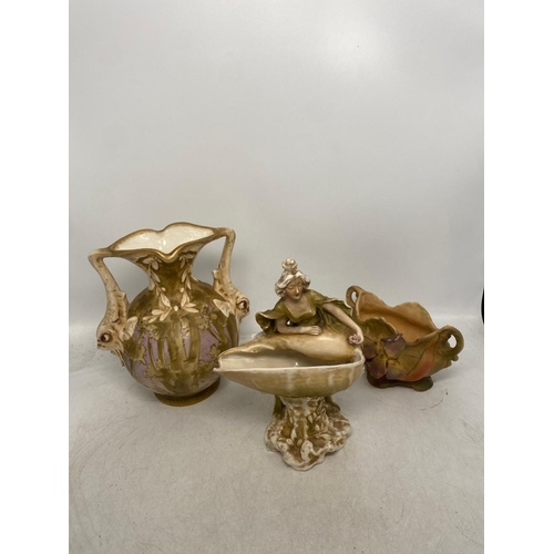 250 - Three Art Nouveau Vases to include RStK Vase and Two Royal Dux Vase's (20cm H) (3)