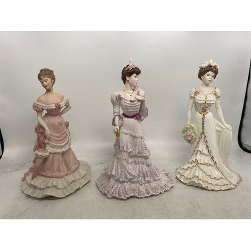 251 - Three Coalport Figure's The Golden Age 'Eugenie - First Night At The Opera', 'Charlotte - A Royal De... 