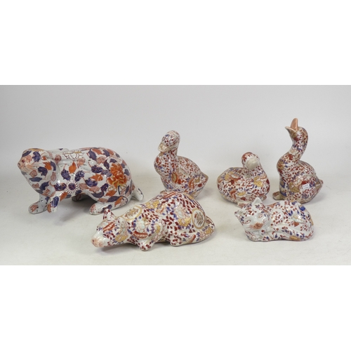 226 - Selection of Japanese Porcelain hand painted animals to include One Rabbit, Two Cats and Three Ducks... 