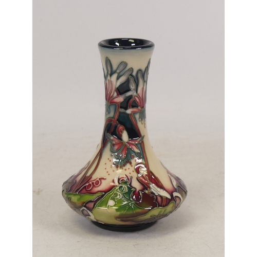 234 - Moorcroft Pottery 'Minuet' design small vase, designed by Nicola Slaney, boxed. (H:11cm)