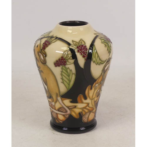 236 - Moorcroft 'Woodmouse' small vase, design by Vicky Lovett, Limited Edition of 150, boxed. (H:11cm)