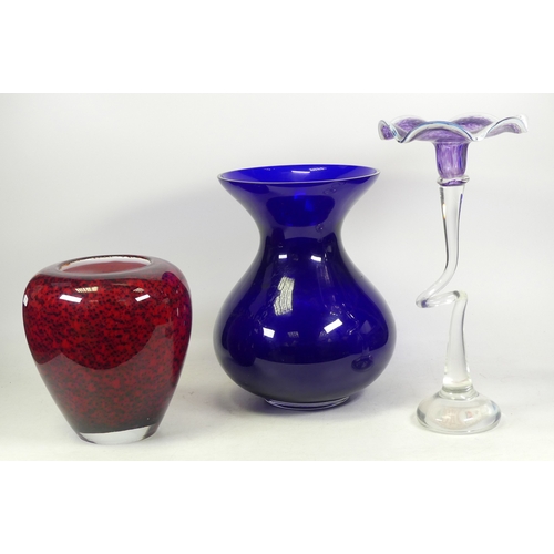 240 - Selection of Glass to include Sabina Poland Purple Blown Candle holder, Murano Style Vase and Large ... 