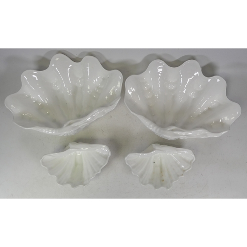 262 - Wedgwood Nautilus Shell Bowls Two Large 30cm Long x 20cm Wide, Two Small 18cm (small chips noted on ... 