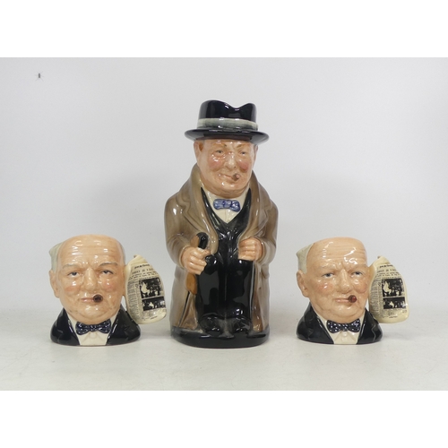 265 - Royal Doulton Toby Jug Winston Churchill also Two Winston Churchill Character Jugs D6934 (3)