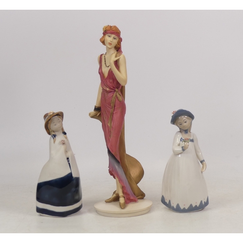 281 - Lady Figurines including Unmarked Royal Doulton Stephanie, Rex Girl in Cape and Rex Girl With flower... 