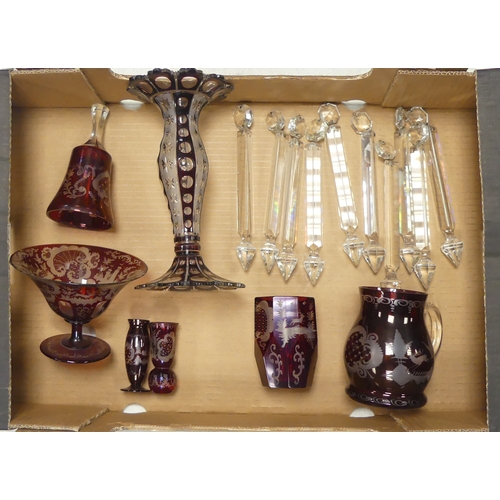 329 - Selection of Bohemian Ruby Red Glassware to include Two Vessels, Bell, Two Glasses, Bowl and a Glass... 