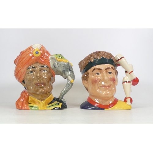 414 - Two Royal Doulton Large Character Jugs to include 'The Elephant Trainer' D6841 and 'The Juggler' D68... 