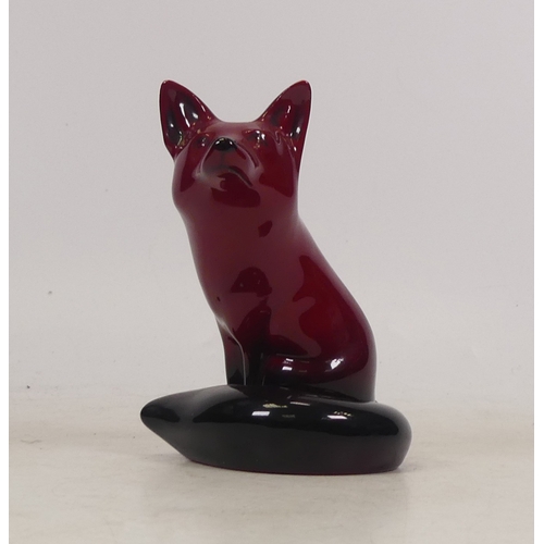 454 - Royal Doulton, Flambe Model of Seated Fox. Height: 11cm