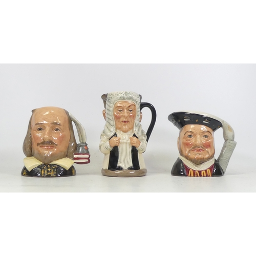 65 - Three Small Character and Toby Jugs including The Judge and Thief D6988, Shakespeare D6938 and Henry... 