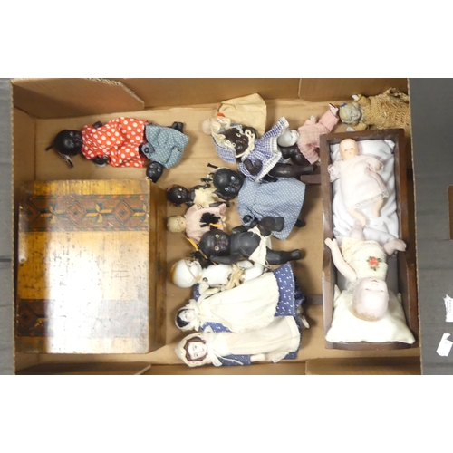 499 - A Collection Of Bisque Jointed Black Baby Dolls Made In Japan and Other Jointed Babies also A Wooden... 