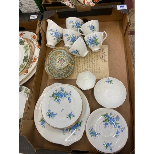 498 - Royal Albert Bone China Part Tea Set Forget Me Not To Include Sandwich Plate, Six Cups, Six Saucers,... 