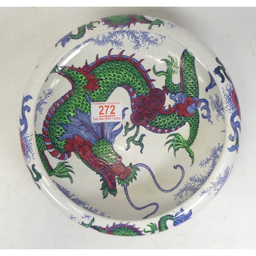 272 - A Bursley Ware Footed Oriental Designed Bowl Depicting A Dragon Design