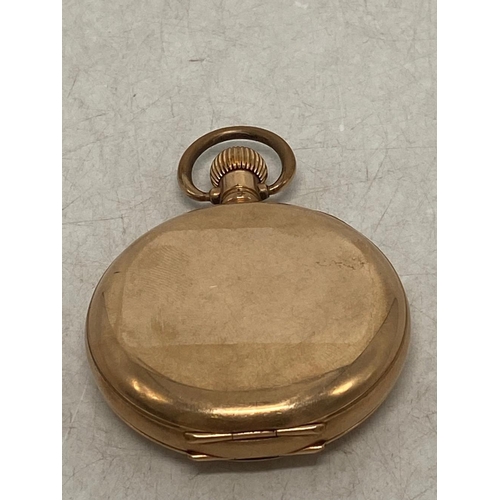 598 - Dennison Star Gold Plated Half Hunter Pocket Watch. some scratching to opening of back and inner bac... 