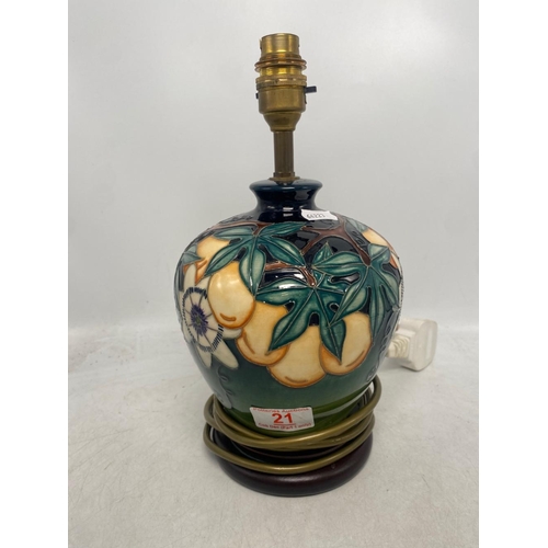 21 - A Moorcroft Table Lamp in the Passion Fruit pattern designed by Rachel Bishop