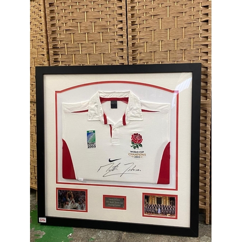 609A - Framed England Rugby 2003 World Cup winning shirt signed by Captain Martin Johnson Certificate of Au... 