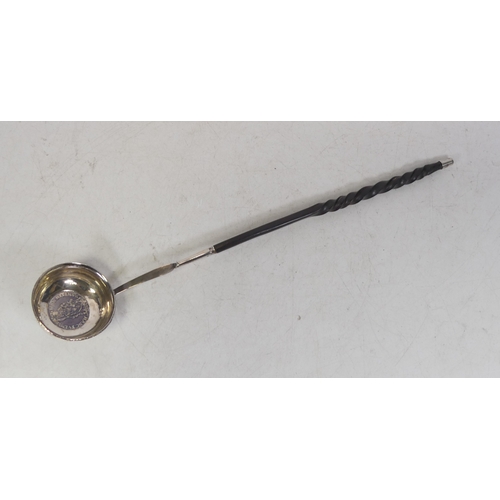 700 - 18th Century Toddy Ladle with Netherlands Gulden dated 1765 to centre.