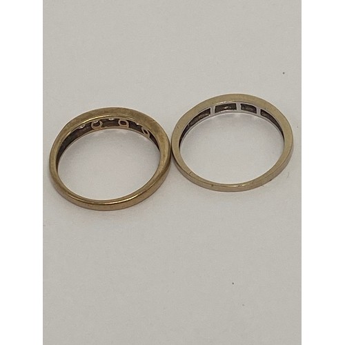 637 - Two 9ct ladies half eternity rings, each set with CZ stones, size K-L,2.8g.