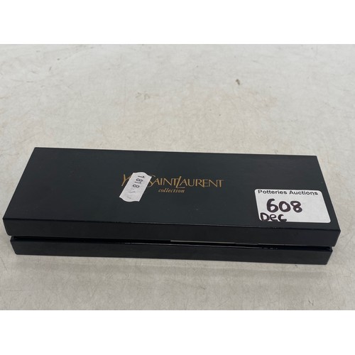 608 - Yves Saint Laurent Luxurious Fountain Pen With Box Case Black x Gold