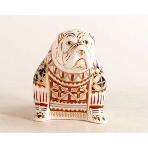 109 - Royal Crown Derby paperweight, Bulldog, gold stopper, boxed.