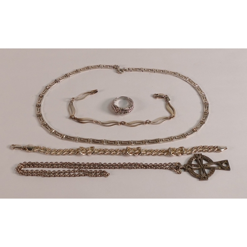 787 - A collection of Ladies Silver Jewellery including bracelets, necklace, rings etc, 68.9g.