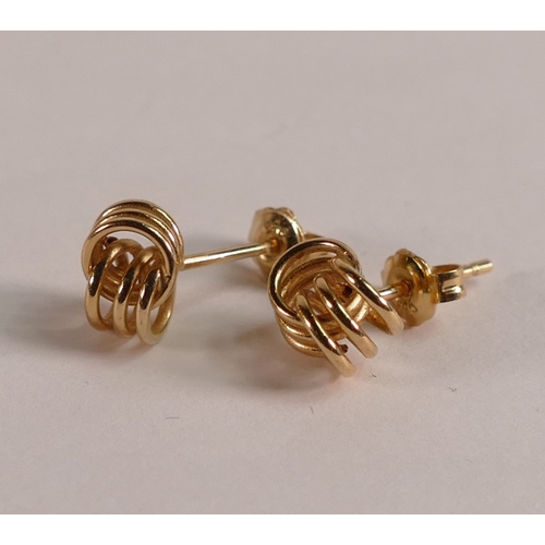 794 - Pair 15ct gold knot earrings,1.1g.