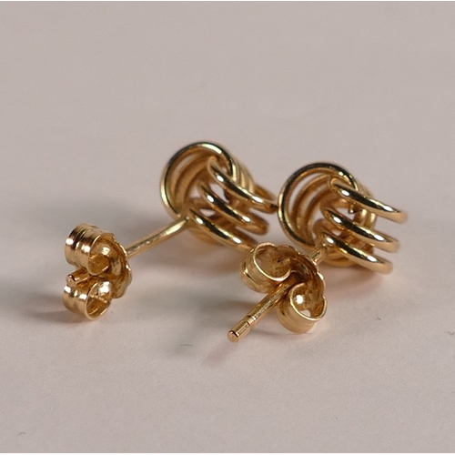 794 - Pair 15ct gold knot earrings,1.1g.