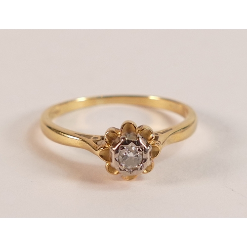 711 - 18ct gold diamond solitaire ring, size N, 2.5g.