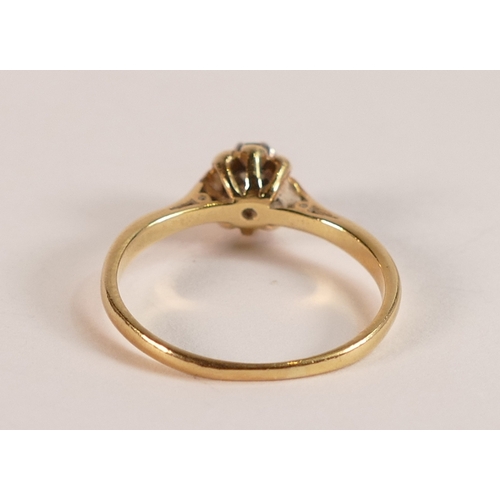 711 - 18ct gold diamond solitaire ring, size N, 2.5g.