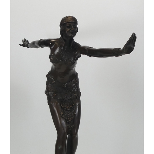 500A - A Good Reproduction Bronze Art Deco style figure of a Dancer,mounted on marble plinth, signed Demetr... 