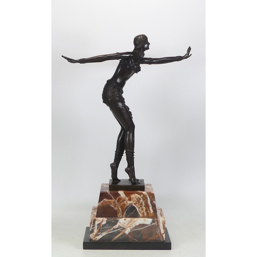 500A - A Good Reproduction Bronze Art Deco style figure of a Dancer,mounted on marble plinth, signed Demetr... 