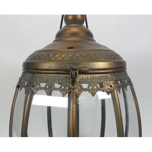 600A - Metal and glass hanging lantern,with hinged top,h.48cm