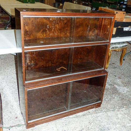 688 - Mid Century Stacked Sliding Glass Door Bookcase. 
Measures - H108cm