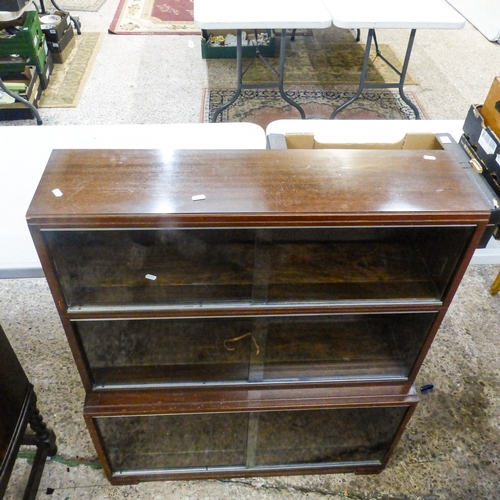 688 - Mid Century Stacked Sliding Glass Door Bookcase. 
Measures - H108cm