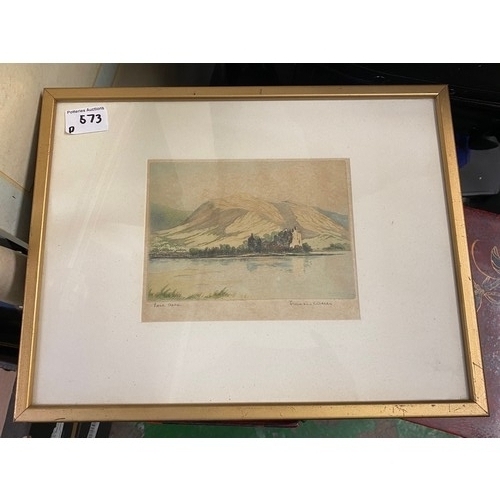 573 - Francis Wells (19th Century, English) 'Loch Awe'. Watercolour on paper. Framed behind glass. Rembran... 