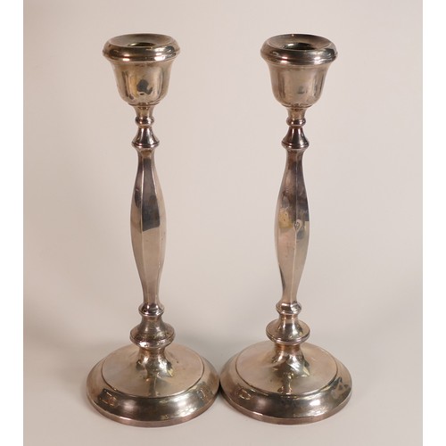 812 - Pair of Silver candlesticks, hallmarked for Birmingham 1938, makers William Adams Ltd. h.31cm, fille... 