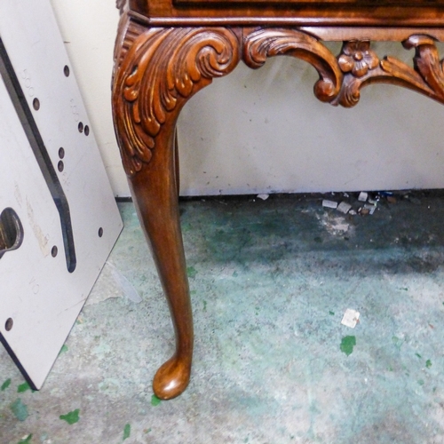 694 - Reproduction Burr Walnut Cocktail Cabinet on tall cabriole legs with mirrored interior.
Measures - H... 