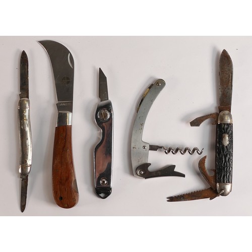 810 - A collection of items including Penknife's, Corkscrews, Ornate Pocket watch with hunting scene etc