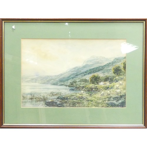 699 - John Hamilton Glass SSA (fl.1890-1925) Mountainous Lake Scene. Watercolour on paper. Framed behind g... 