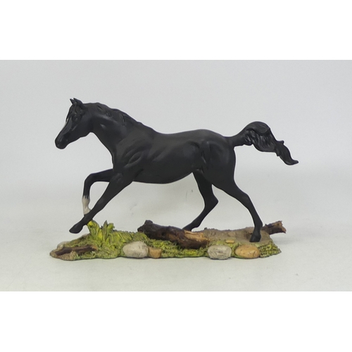 124 - Royal Doulton Black Matt Finish 'Black Bess' Unmarked on a Naturalistic Plinth