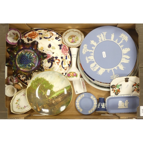 434 - A Mixed Collection of Ceramics to include Wedgwood Blue Jasperware, Masons Red Mandalay, Carnival Gl... 