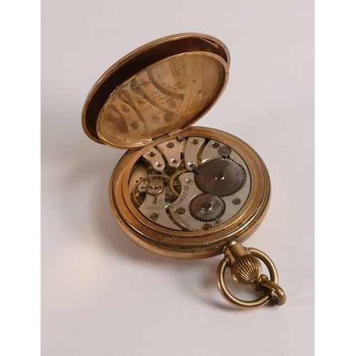 722 - Gold plated gents keyless pocket watch by Thomas Russell, not working.