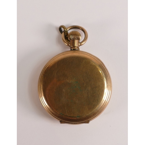 722 - Gold plated gents keyless pocket watch by Thomas Russell, not working.