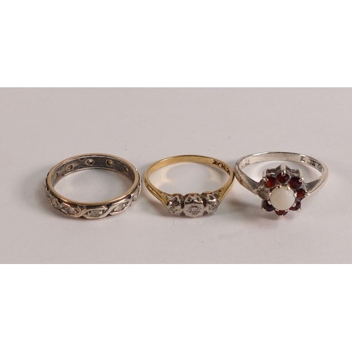 724 - 18ct gold & platinum diamond set ring size M, 1.98g, together with a 9ct gold & silver eternity ring... 