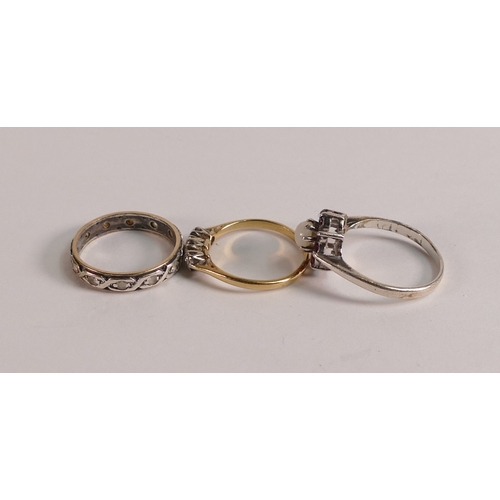 724 - 18ct gold & platinum diamond set ring size M, 1.98g, together with a 9ct gold & silver eternity ring... 