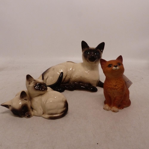 57 - Beswick, Seated Persian Cat, Persian Kittens and a Ginger Matte Kitten (3)