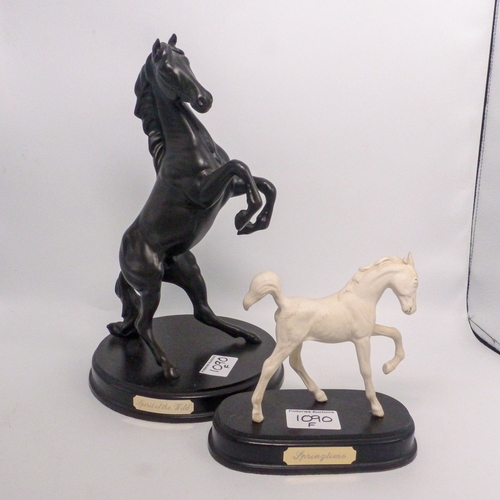 83 - Royal Doulton horse figure Spirit of the Wild in matt black raised on a black wooden plinth together... 