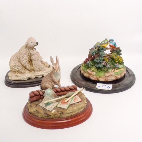 71 - Three Resin Models to include on musical birds example. one a/f. (3)